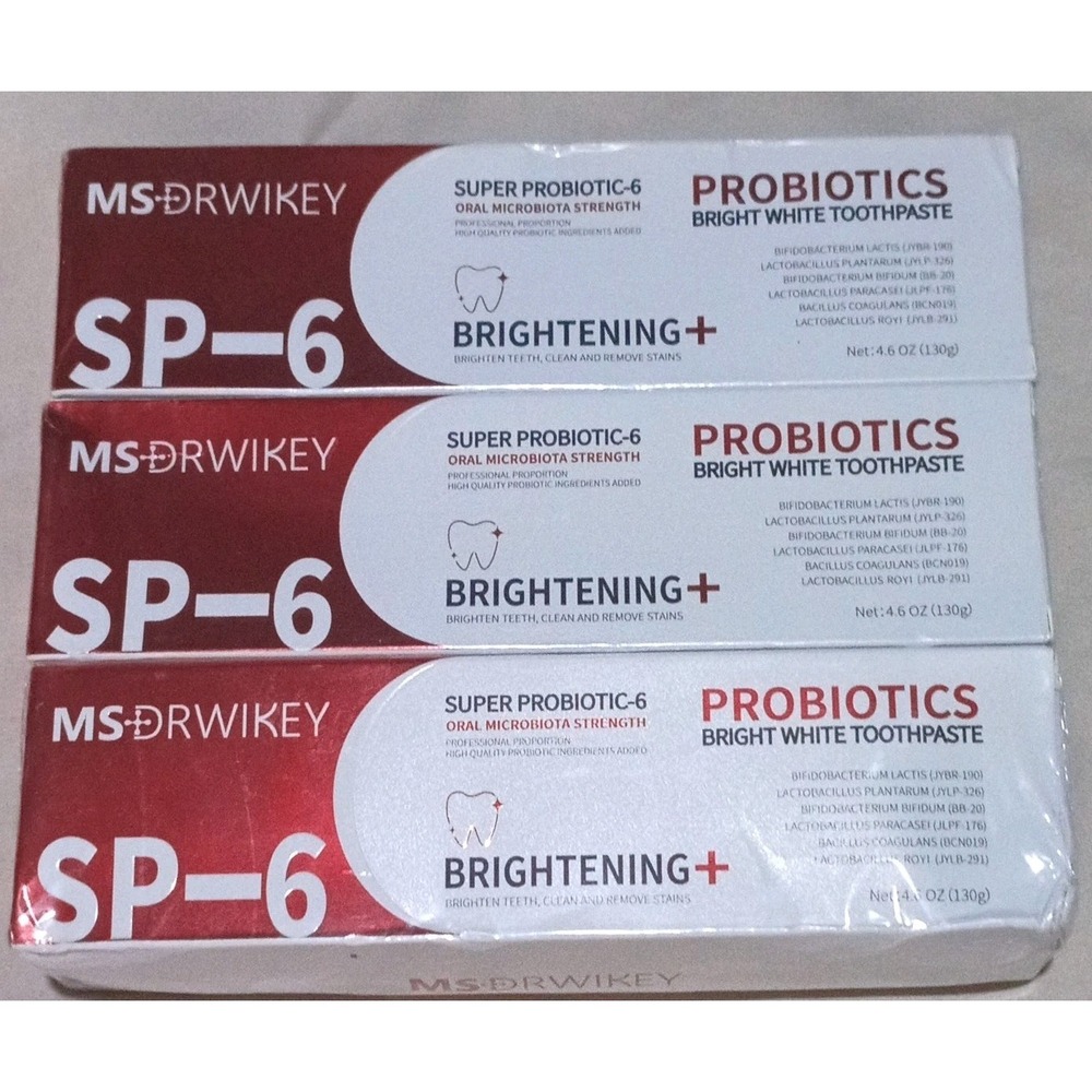 Lot of 3 MSDRWIKEY SP-6 Brightening+ Probiotic Toothpaste Teeth Whitening 4.6oz